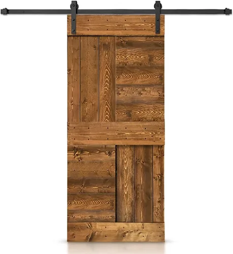 Miniatura 38 de TMS Serie N - Puerta corrediza interior de madera de pino anudada con kit de herrajes deslizantes (32 x 84 pulgadas, blanco)