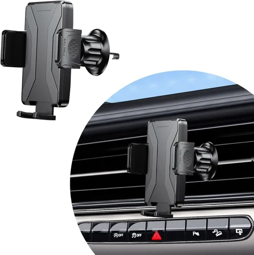 KVAEY Soporte de teléfono para automóvil, duradero y antideslizante con gancho de metal, ajuste de elasticidad de rotación de 360°, soporte
