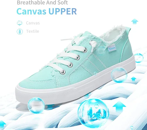 Miniatura 3 de Obtaom Play Tenis de lona para mujer, sin cordones, a la moda, blanco desgastado y estampado de leopardo