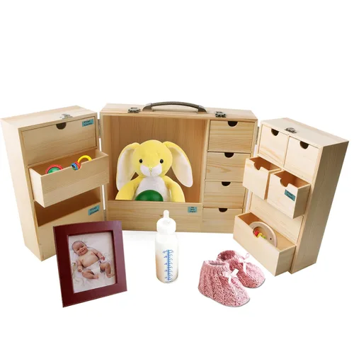Miniatura 8 de Vencer Caja de recuerdos de bebé, caja de recuerdos de madera para recién nacidos y organizador de memoria con etiqueta escrita a mano para baby