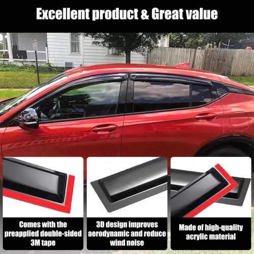 Miniatura 3 de AUXKO Protector de lluvia de ventana para Honda HRV 2023 2024 2025 2026 exterior con cinta adhesiva inastillable, protector de humo solar, visera