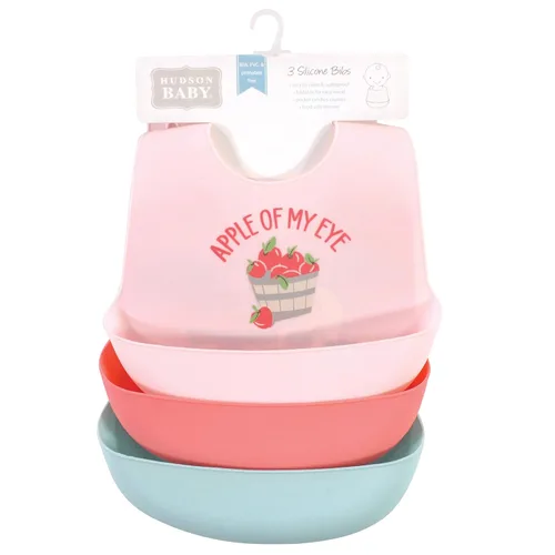 Miniatura 2 de Hudson Baby Baberos de silicona unisex para bebé, Apple Of My Eye, talla única Mommys Pequeño Caballero