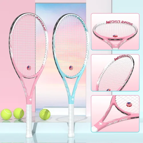 Miniatura 2 de Juego de raquetas de tenis para adultos de 27 pulgadas, incluye raqueta de tenis, pelotas de tenis, amortiguadores de vibración, bolsa de tenis