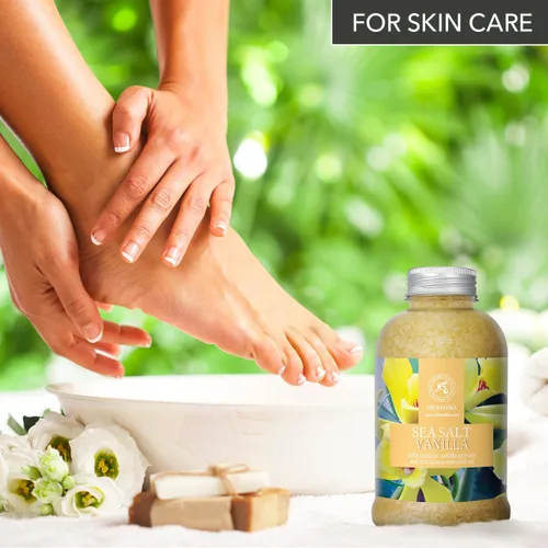 Miniatura 7 de Sal marina de vainilla de 21.16 onzas – con aceites esenciales de vainilla y canela – Sales marinas de baño naturales – Lo mejor para el baño – Buen