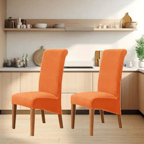 Miniatura 3 de Stretch Velvet Dining Chair Slipcovers Solid Color Armless Chair Cover with Elastic Bottom for Dining Room Kitchen Banquet (Blue, Set of 2)
