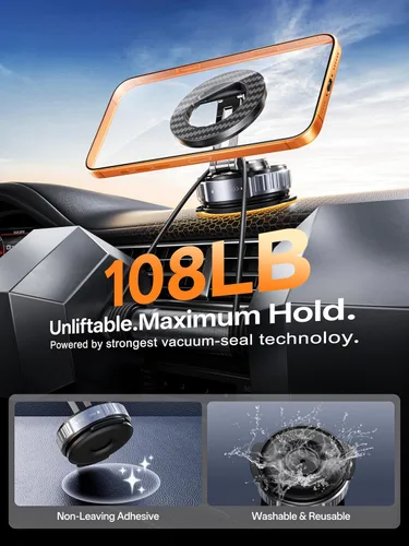 Miniatura 3 de snanlen 2026 Soporte de Teléfono para Coche Actualizado para Magsafe [Sución Más Fuerte de 108LBS] Soportes Magnéticos de Vacío Ajustables 360°