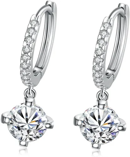 Aretes de gancho de cristal vidriante de plata y oro de 18 quilates