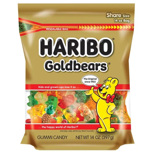 HARIBO Goldbears Gummi Candy - Bolsa de pie resellable de 14 onzas