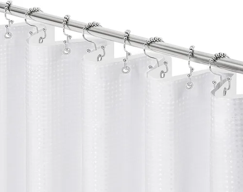 Miniatura 58 de Gibelle Cortina de Ducha Pequeña para Cabina 36 x 72 pulgadas, Cortina de Ducha de Tela Texturizada de Tejido Gofre Medio Estrecho para Baño, Beige