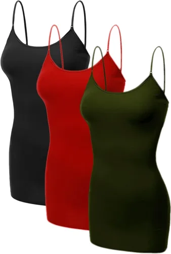 Miniatura 267 de Emmalise Camisola larga casual básica para mujer, con tirantes ajustables, top en capas