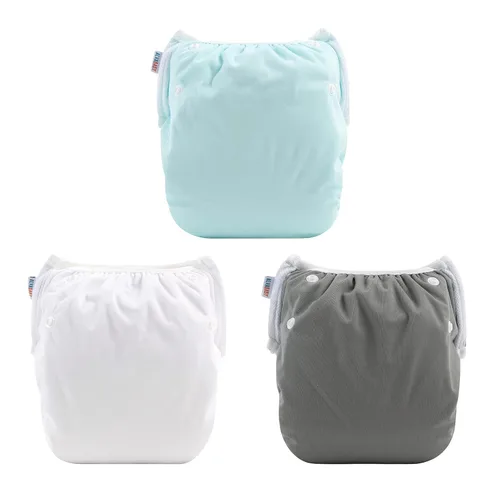 Miniatura 126 de Alva, Pañales de bebé para nadar, paquete de 2 unidades, talle único, reutilizable, lavable y ajustable de 0 a 36 meses. Tamaño de 10 a 40 lbs