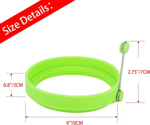 Miniatura 3 de Paquete de 8 anillos de cocina de silicona, molde antiadherente de 4 pulgadas para huevos redondos perfectos, panqueques, hamburguesas vegetarianas