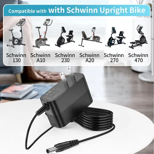 Miniatura 2 de Cable de alimentación para Schwinn Bike Charger Ejercicio Elíptico Recumbent Vertical Entrenador A10 A20 120 122 125 130 150 170 213 220 222 240 270