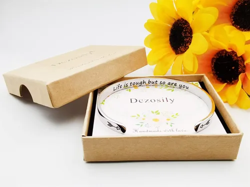 Miniatura 235 de Pulseras inspiradoras para mujer, joyería de acero inoxidable, con refranes, pulsera motivacional con mensaje oculto, pulseras grabadas para mejor