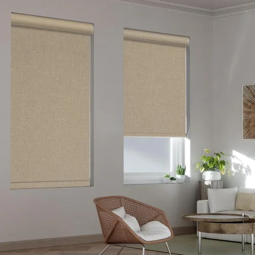 Miniatura 2 de Persianas enrollables opacas para ventanas, sin cordones, cortinas enrollables de lino con aislamiento térmico y protección UV, persianas y cortinas