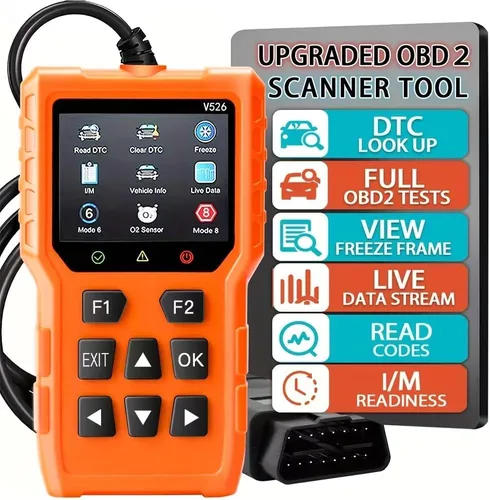 Herramienta de diagnóstico del escáner V526 OBD2, herramienta de escáner de código de falla de luz del motor de borrado de verificación, DTC, flujo