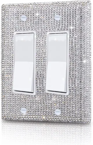 Miniatura 17 de 1 pieza Cubiertas de enchufe brillantes con diamantes de imitación, placas de pared para cubrir interruptores de luz, placa decorativa de imitación