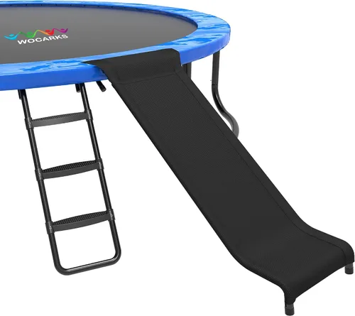 Kit de escalera y tobogán para cama elástica, tobogán universal de 3 escalones con amortiguador, accesorios de trampolín fáciles de escalar para