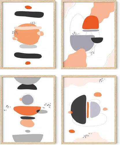 Miniatura 109 de HAUS AND HUES Arte abstracto para pared en blanco y negro, juego de 4 pósteres minimalistas en blanco y negro para paredes, pósteres estéticos Juego