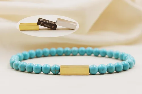 Miniatura 76 de Pulseras de cuentas personalizadas, Pulsera de piedras preciosas de 0.236 in, Pulsera grabada con láser, Pulsera de piedra natural, Pulseras unisex