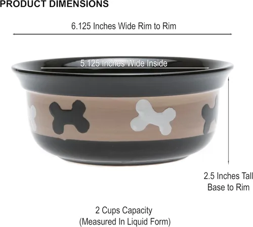 Miniatura 3 de PetRageous 10071 City Pets Bones - Tazón de comida y agua para perros apto para lavavajillas, 6.125 pulgadas de diámetro, 2.5 pulgadas de alto