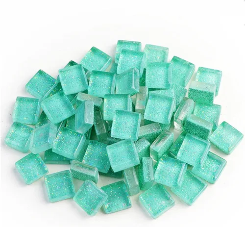 Miniatura 9 de Azulejos de mosaico, azulejos de vidrio, piezas de vidrio de mosaico de cristal brillante cuadrado a granel para decoración del hogar o manualidades
