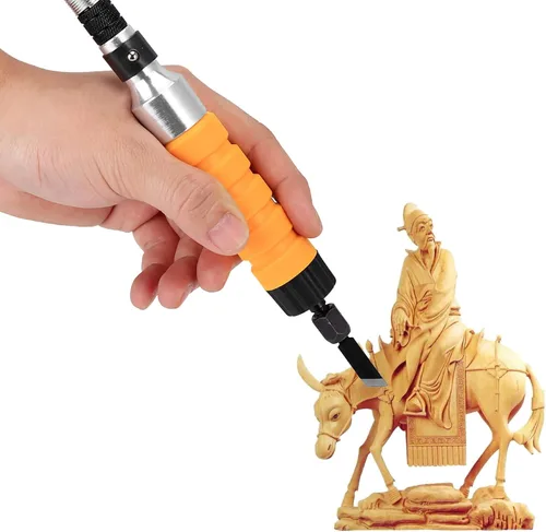 Miniatura 5 de Herramienta de cuchillo de grabado de cincel para carpintería eléctrica, 5 cuchillas de tallado, 2 llaves y tubo suave