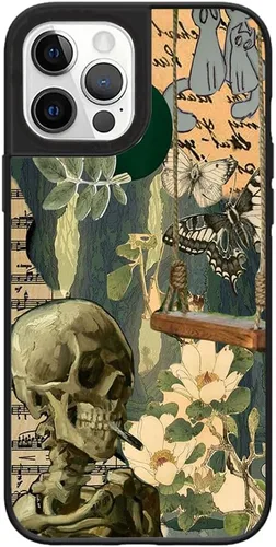 Funda de teléfono gótico con calavera para iPhone 17, 16, 15, 14, 13, 12, 11 Pro/Pro Max/Plus/Air/mini 7 8 SE, diseño estético oscuro vintage, Skull
