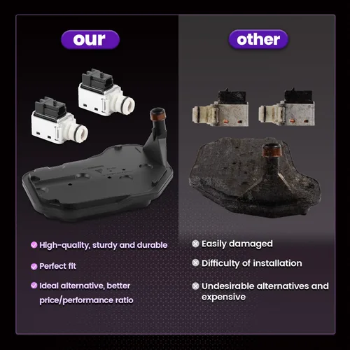 Miniatura 5 de Kit de junta de filtro de transmisión 4L60E 4L65E y 2 piezas de válvula solenoide de cambio 24230298 A&B Compatible con Escalade 1999-2006, Chevy