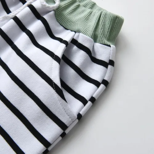 Miniatura 7 de Conjunto de sudadera con capucha de manga larga a rayas para bebés y niños pequeños