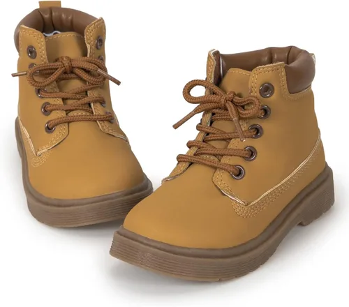 Casazoe Botas de nieve de cuero para niños y niñas, zapatos de vestir para niños pequeños, zapatos de vestir con cordones y suela de textura
