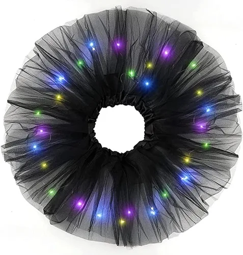 Miniatura 24 de Faldas de tutú LED para mujer, falda de tul con capas para baile de ballet, faldas iluminadas para disfraz de fiesta