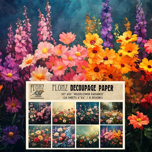 Miniatura 7 de Paquete de papel Decoupage (24 hojas de 6 x 6 pulgadas), flores índigo: delicados grabados florales azules y blancos inspirados en porcelana clásica