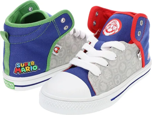 SUPER MARIO Brothers Mario, Luigi, Nintendo - Zapatos deportivos de caña alta y con cordones para niños pequeños, talla 7 a 12