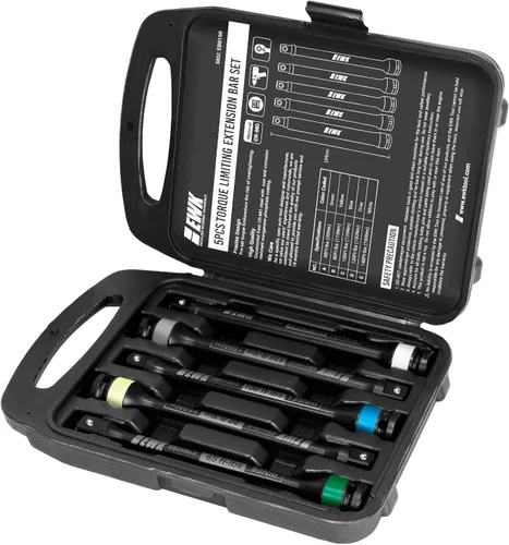 Miniatura 6 de EWK Juego de 5 barras de extensión limitadoras de par de impacto de 1/2 pulgada, 65 pies-libras, 80 pies-libras, 100 pies-libras, 120 pies-lb y 140