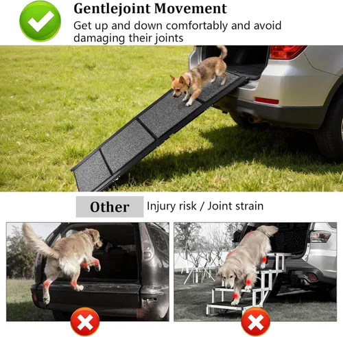 Miniatura 6 de Rampa para perros de 71 x 20 pulgadas para automóvil, rampas portátiles para perros grandes con superficie antideslizante para perros, rampa