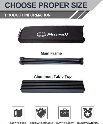 Miniatura 5 de MSSOHKAN Mesa de camping plegable portátil de aluminio ligero bolsa de transporte playa al aire libre senderismo picnic barbacoa cocina comedor