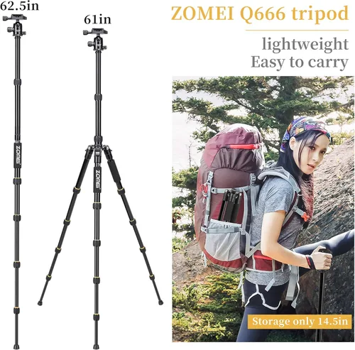 Miniatura 2 de Zomei - Trípode portátil de aluminio con cabeza esférica, resistente, ligero, profesional, compacto, para Nikon, Canon, Sony, todas las cámaras