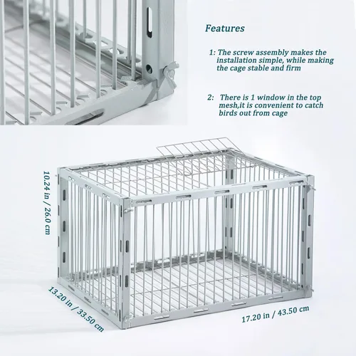 Miniatura 4 de Trampa para palomas con diseño a prueba de fugas, trampa para pájaros con entrada unidireccional, jaula para pollos y aves para palomas, portátil