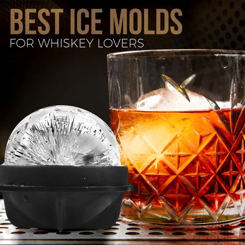 Miniatura 2 de Moldes para cubitos de hielo Bourbon – Juego de moldes redondos para cubitos de hielo de 4 a 2.5 pulgadas – Sellado apretado, a prueba de fugas