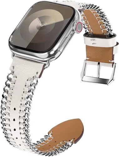 WINGLE for Apple Watch Band Women 38mm 40mm 41mm 42mm 44mm 45mm 46mm 49mm Series 11 10 9 8 7 6 5 4 3 2 1 SE 3/2/1, Dressy Band Stainless Steel Chain