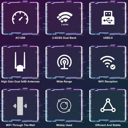 Miniatura 2 de Adaptador WiFi USB AC1300Mbps para PC - Techkey Dual 5Dbi Antena inalámbrica WiFi de alta ganancia Adaptador de red Dongle con 2.4GHz/400Mbps