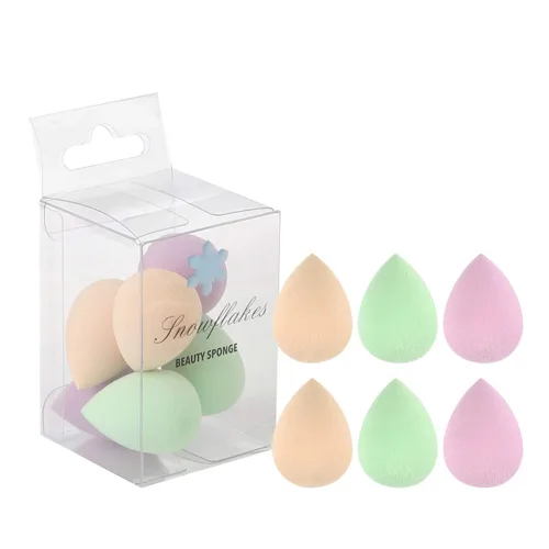 Mini licuadora de esponja de maquillaje de copos de nieve para aplicación detallada alrededor de los ojos y otras áreas, 6 piezas, sin látex, Verde