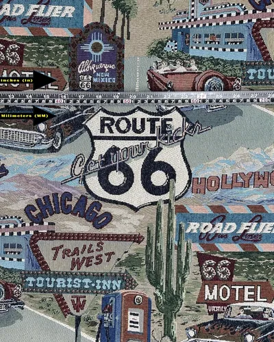 Miniatura 2 de FABRIC EMPIRE - Tela de tapiz clásica inspirada en la ruta retro 66, Motel, Diner, Tema de gasolinera - 56 pulgadas de ancho, vendido por The