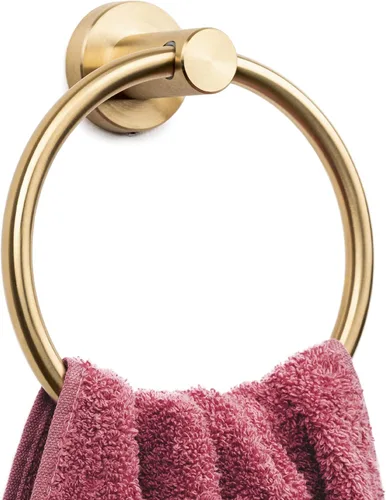 Marmolux Acc - Toallero con forma de anilla cepillado dorado - Moderno soporte para toallas de mano - Barra de toallas de baño de acero inoxidable -