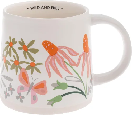 Miniatura 15 de Karma, Taza Shelly de 14 onzas, bonita taza de café y té, tazas de café de cerámica para mujeres y hombres, elige alegría
