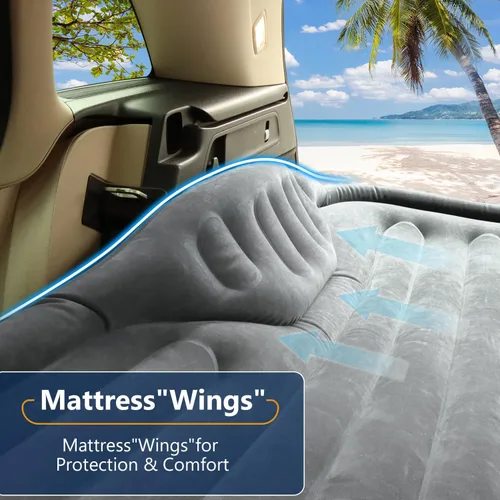Miniatura 7 de Colchón de aire autoinflable para SUV con bomba eléctrica integrada, colchón de aire para automóvil con almohada para maletero, colchón portátil Gris