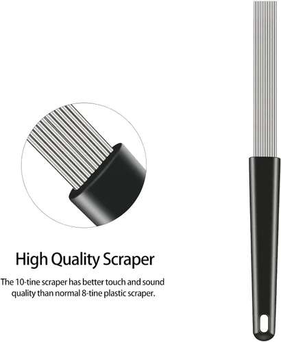 Miniatura 4 de EASTROCK Güiro Raspador de Percusión Latina Estilo Peine Raspador de 12 Pulgadas Profesional de Repuesto para Varios Instrumentos de Percusión negro