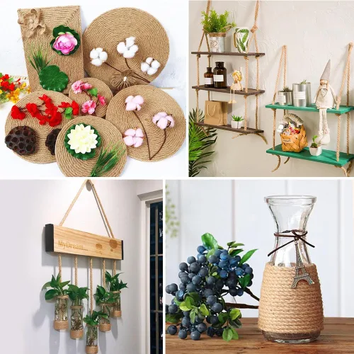 Miniatura 5 de Vivifying Cuerda de yute de 0.236 in, cuerda marrón natural resistente de 66 pies para manualidades, poste rascador de gatos, jardinería, agrupación