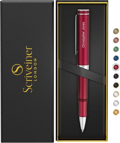 Miniatura 18 de Scriveiner Bolígrafo de Bola Negro EDC de Lujo, Impresionante Bolígrafo de Bola de Bolsillo con Acabado de Oro Real, Gran Regalo para Hombres